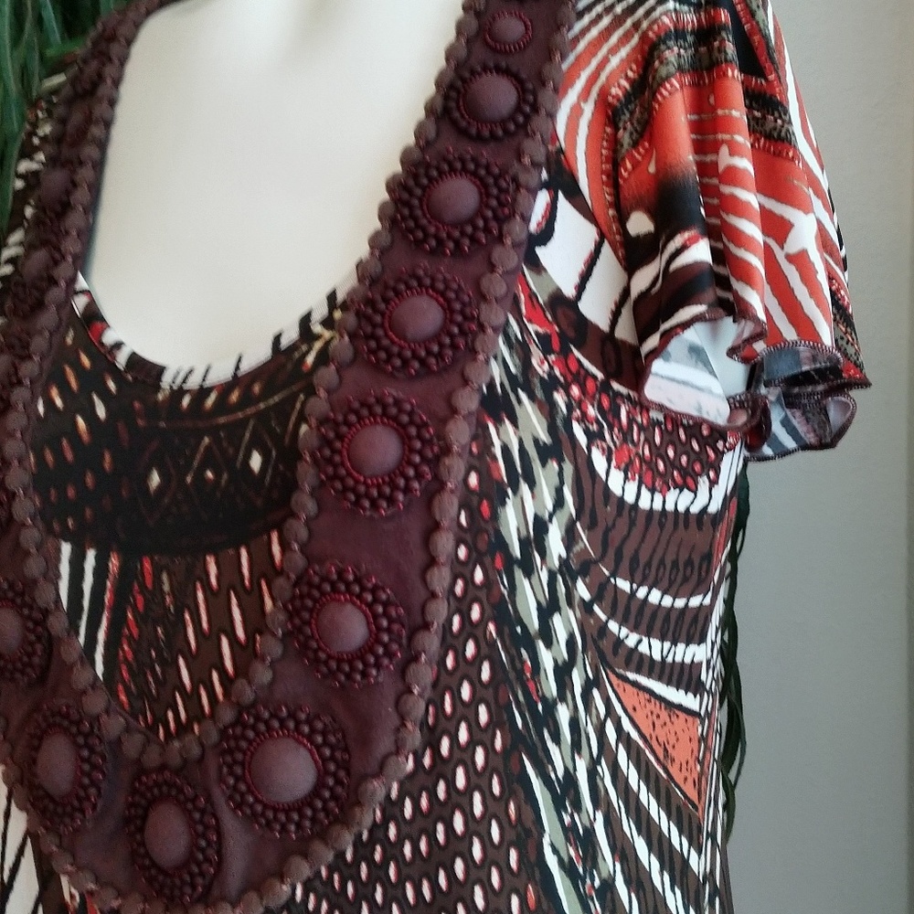 ANTHROPOLOGY RANNA GILL BEADED RUFFLE TIER DRESS